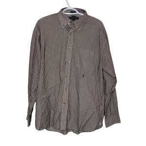 Tommy Hilfiger Men's Brown Striped 80's 2 ply Fabric Button Down Top
